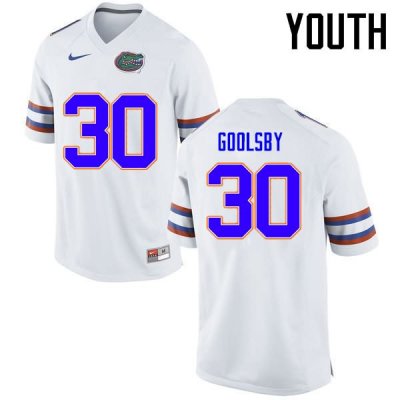 Youth Florida Gators #30 DeAndre Goolsby NCAA Nike White Authentic Stitched College Football Jersey NBB4862HH